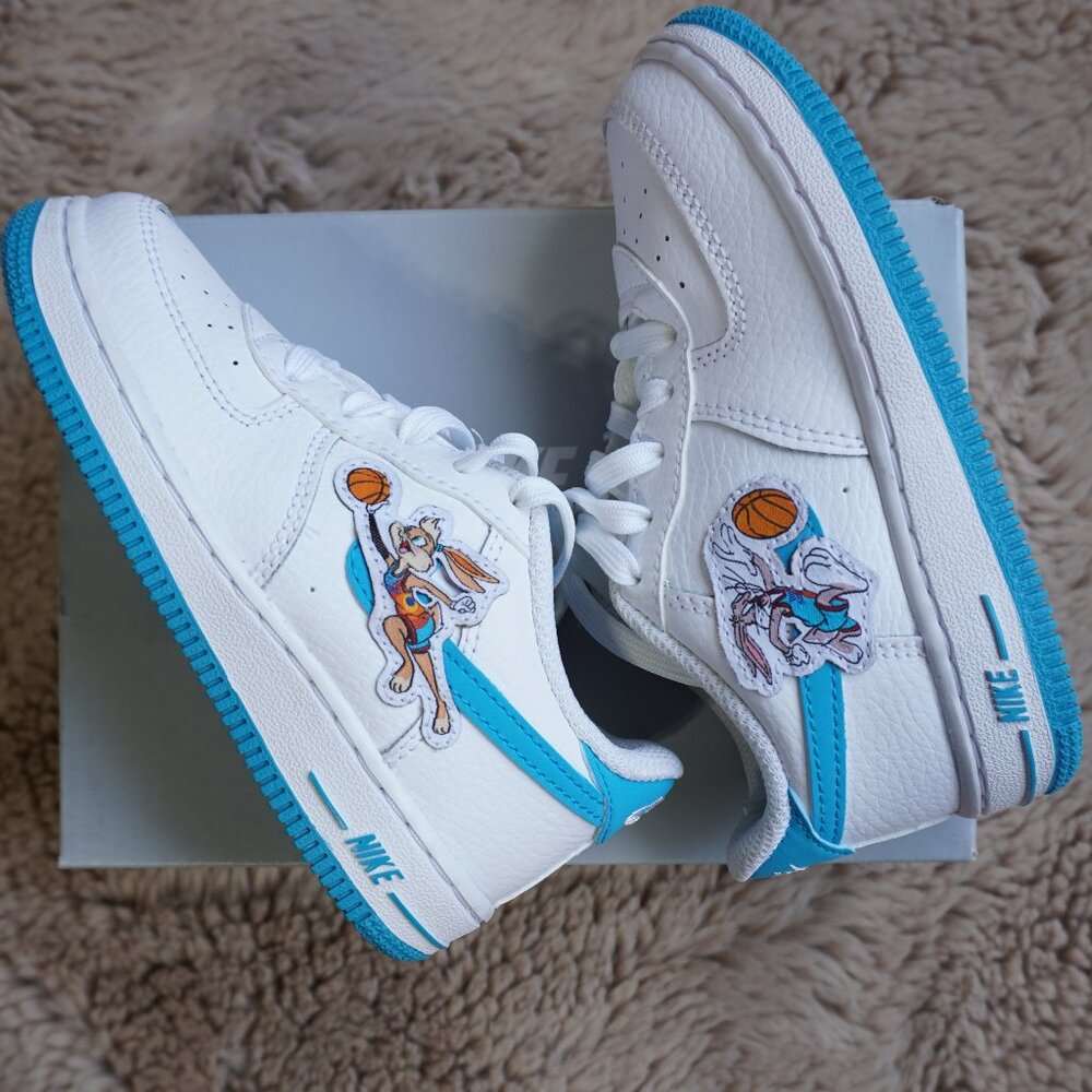 Nike Space Jam X Air Force 1 (TD) White Blue DM3356-100 Youth Size 9